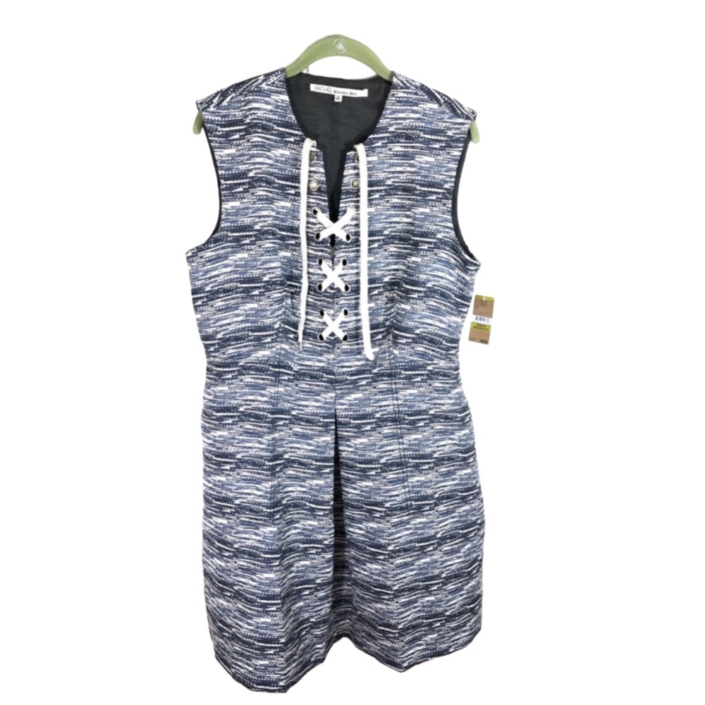 NWT RACHEL Rachel Roy Denim Combo Lace Up Dress